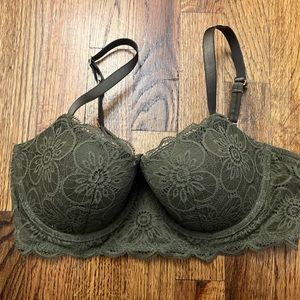 Aerie Green Lace Pushup Bra